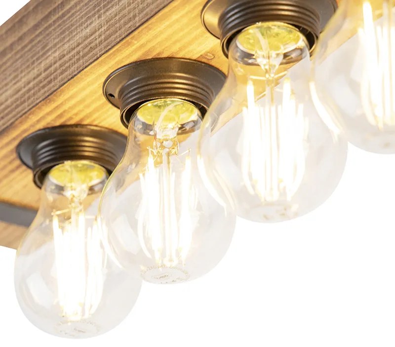 Okos ipari mennyezeti lámpa fa és acél kombinációjában, 4 db WiFi A60 izzóval - Reena