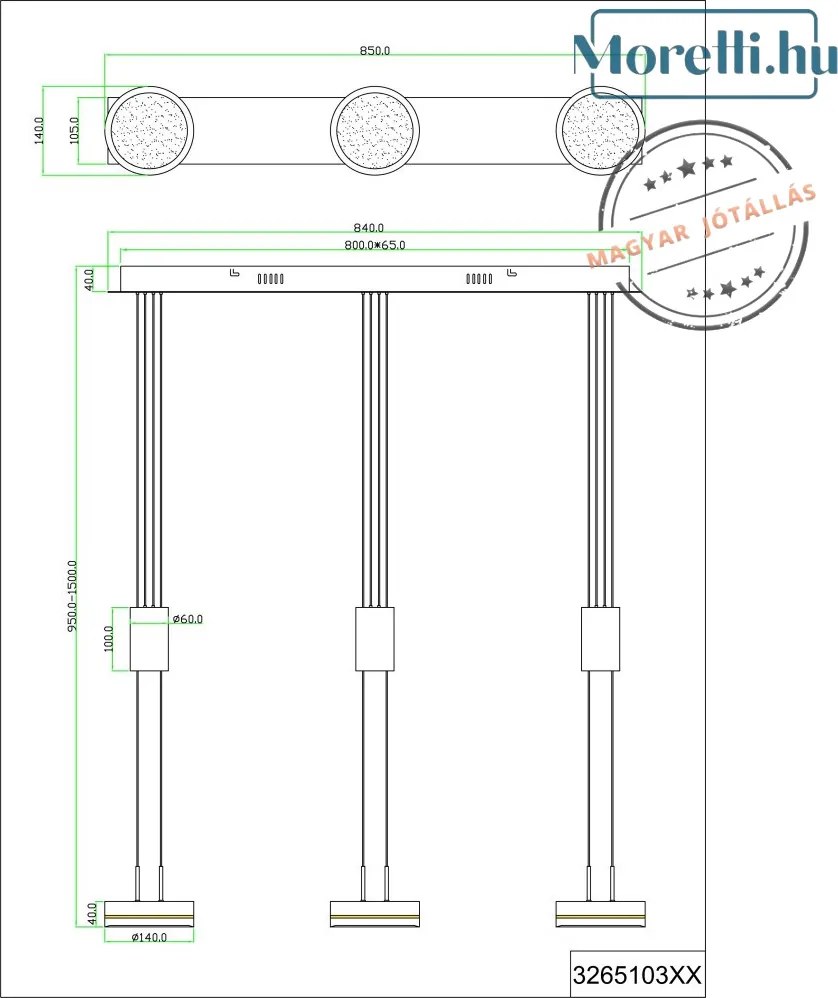 TRIO 326510342 FRANKLIN Többágú Függesztett Lámpa LED IP20