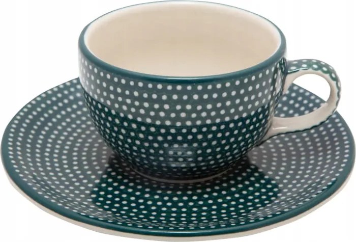 Eszpresszó csésze 100ml csészealjjal Művészi kerámia Bolesławiec U9973