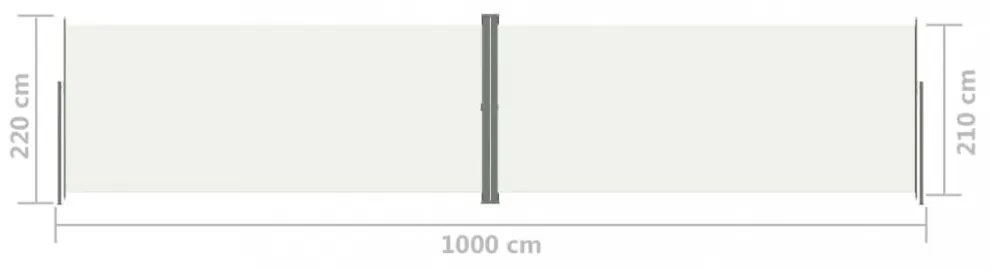 krémszínű behúzható oldalsó napellenző 220 x 1000 cm