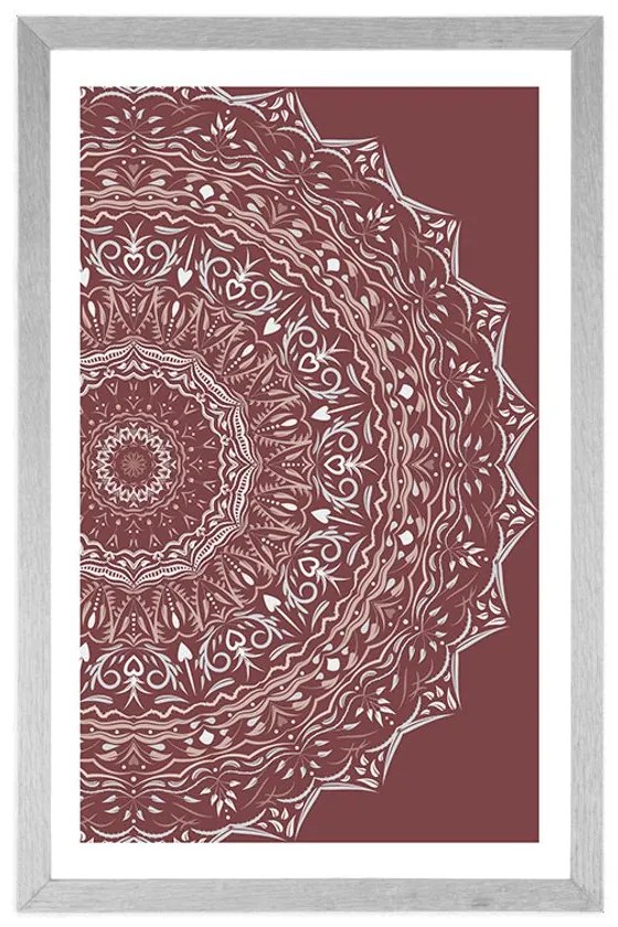 Poszter paszportuval Mandala vintage stílusban rózsaszínben