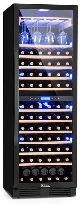 Klarstein Vinovilla Onyx Grande Duo, borhűtő, 425 liter, 162 palack, 3 színű LED világítás, fekete