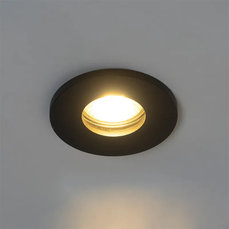 6 darabos modern, fekete, süllyesztett fürdőszobai spotlámpa szett - Shed