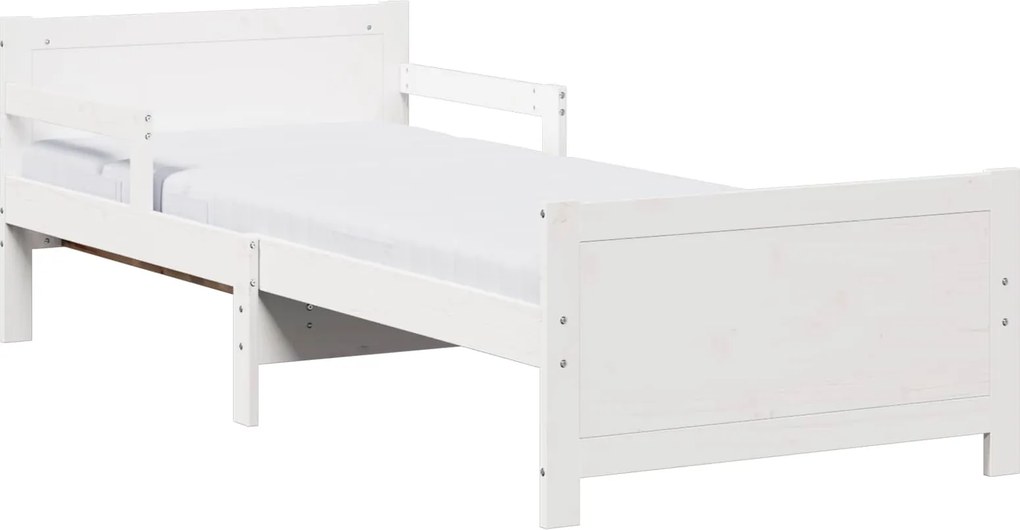 vidaXL Ágykeret matracmal fejtámlával Fehér 80 x 200 cm Tömör fenyőfa