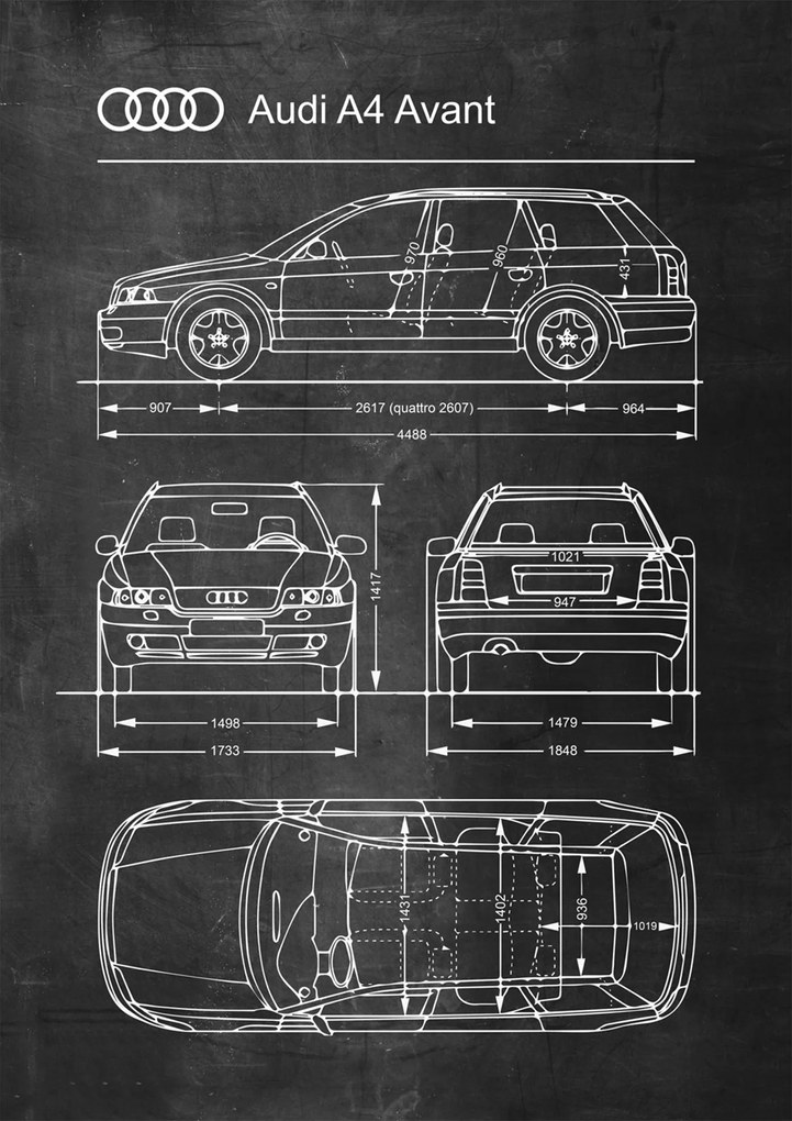 Poszter Audi A4 Avant Retro Patent Séma