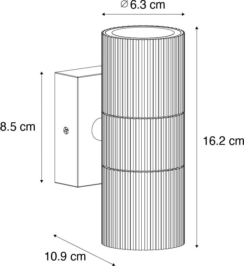 Ipari kültéri fali lámpa fekete 2 fényes IP44 - Vigo