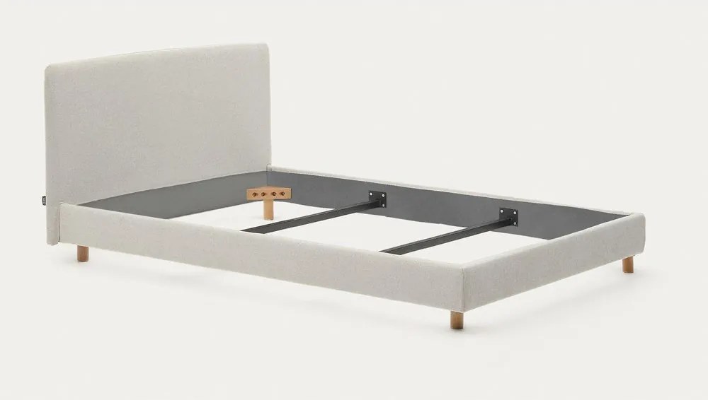 Szürke kárpitozott egyszemélyes ágy ágyrács nélkül 90x200 cm Valma – Kave Home