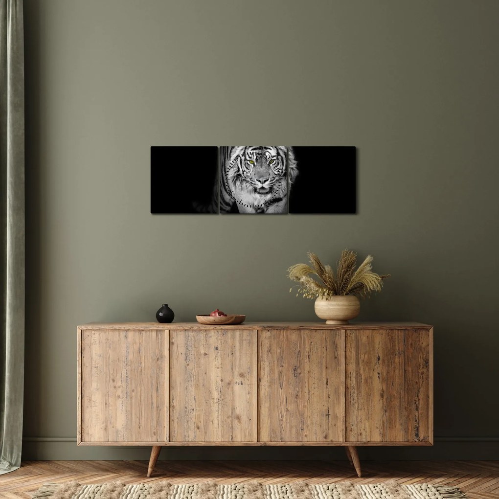Kép - Sárga szemű tigris (órával) (90x30 cm)