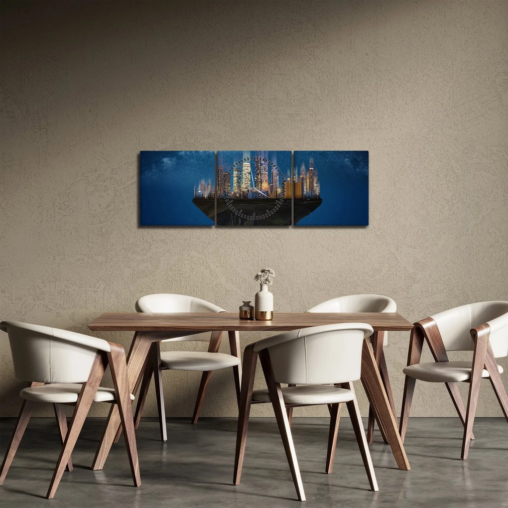 Kép - A lebegő város az űrben (órával) (90x30 cm)