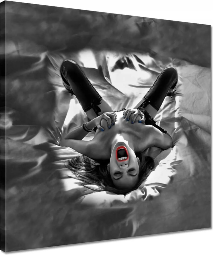 Vászonkép 40x40 Csaj a hálószobában