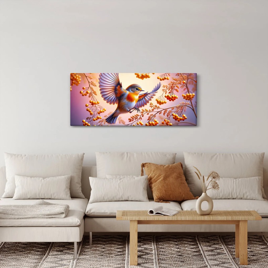 Kép - Madár berkenyével (120x50 cm)