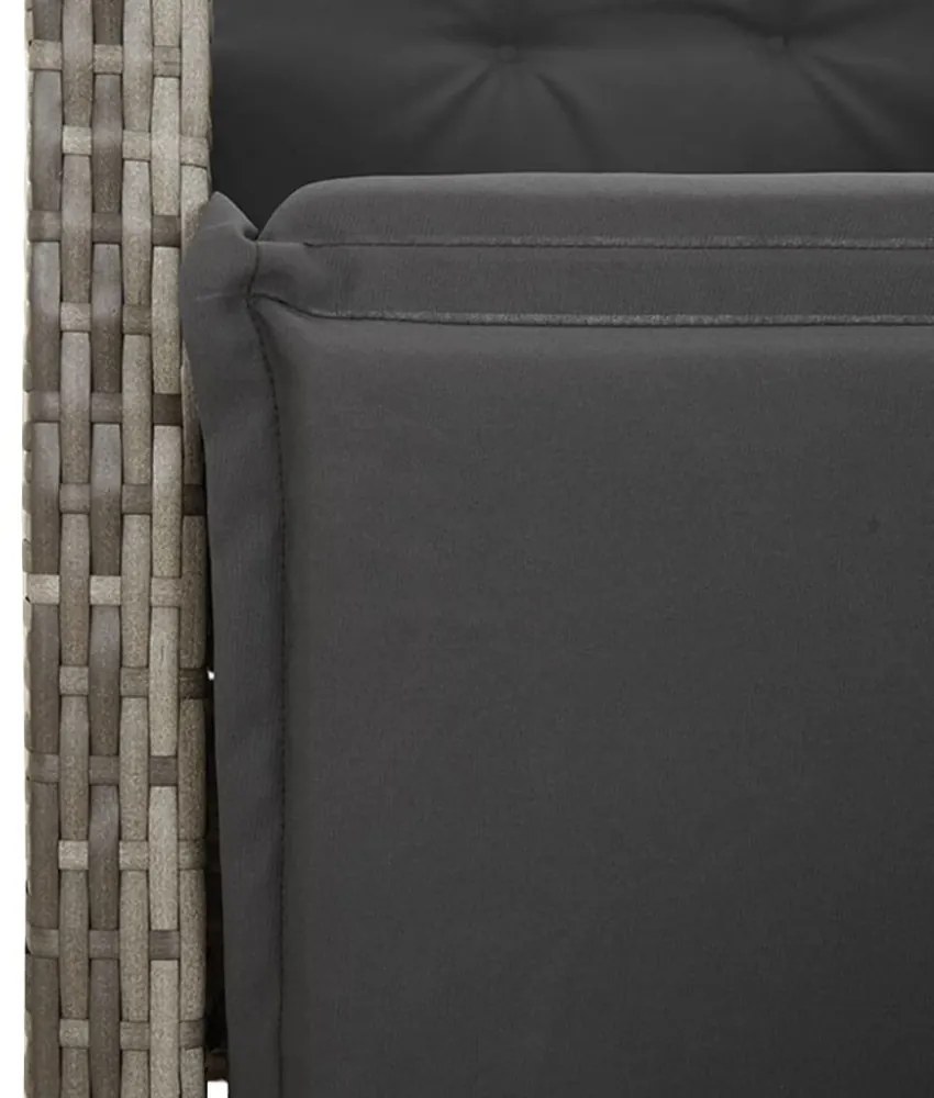2 db szürke polyrattan dönthető kerti szék lábtartóval
