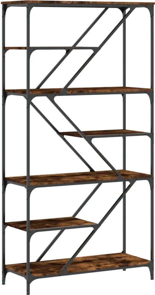 vidaXL füstös tölgy szerelt fa és acél könyvespolc 91x36x176 cm