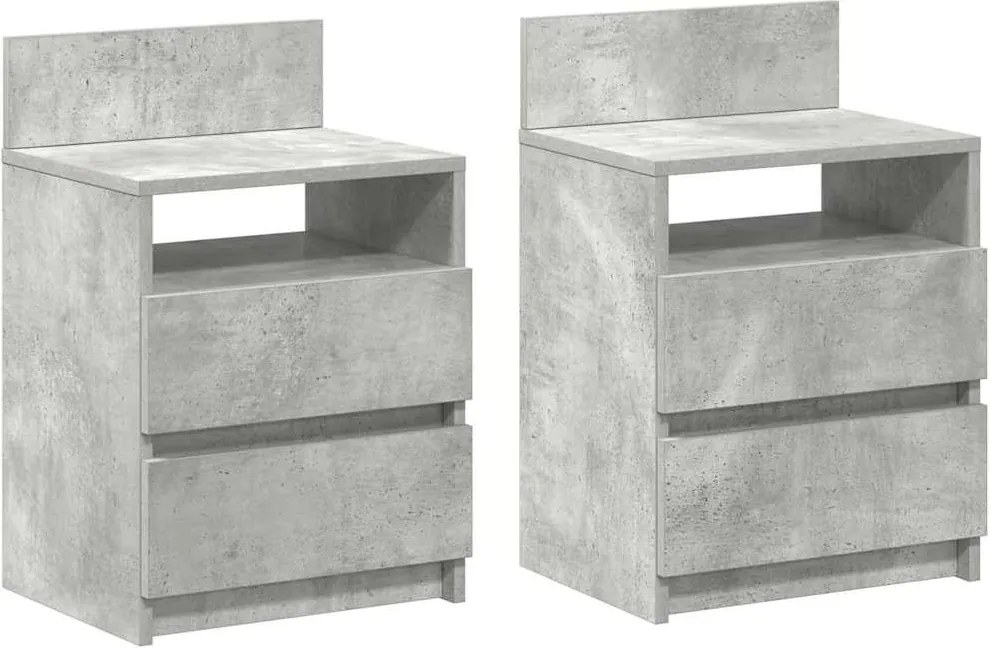 vidaXL 2 db betonszürke éjjeliszekrény 2 fiókkal 40x33x60 cm