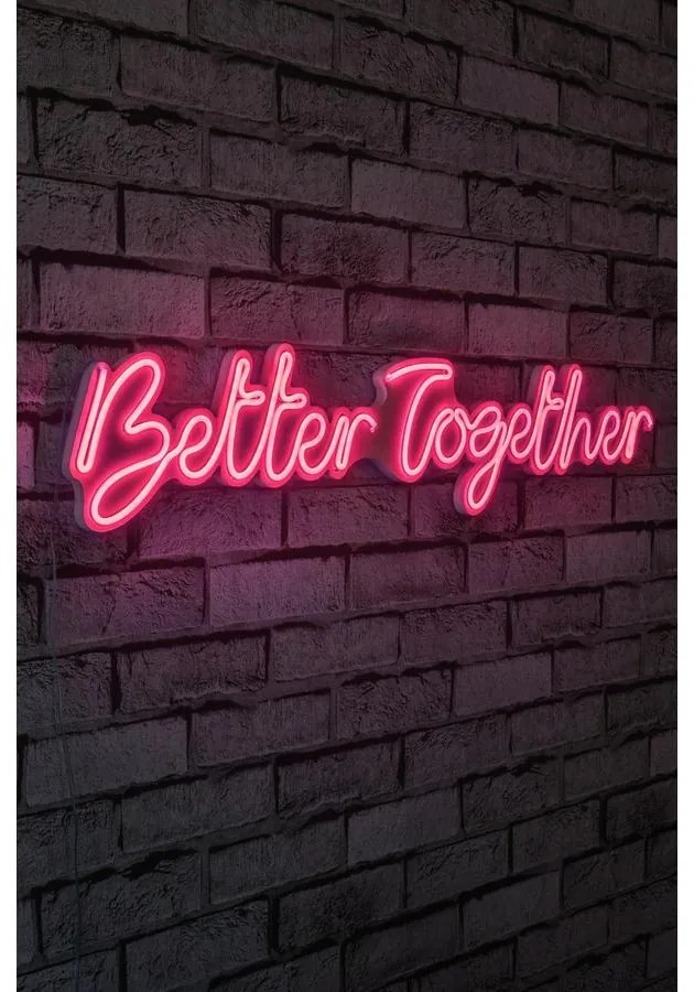 Műanyag LED-es fali dekoráció, Better Together - Pink