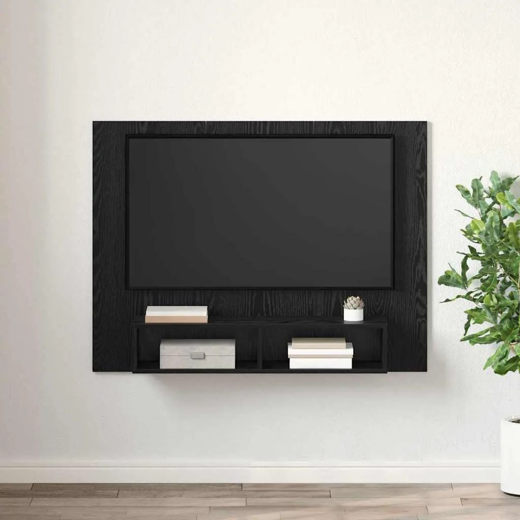 Fali TV Szekrény Musta tammi 120 x 23.5 x 90 cm Faanyag
