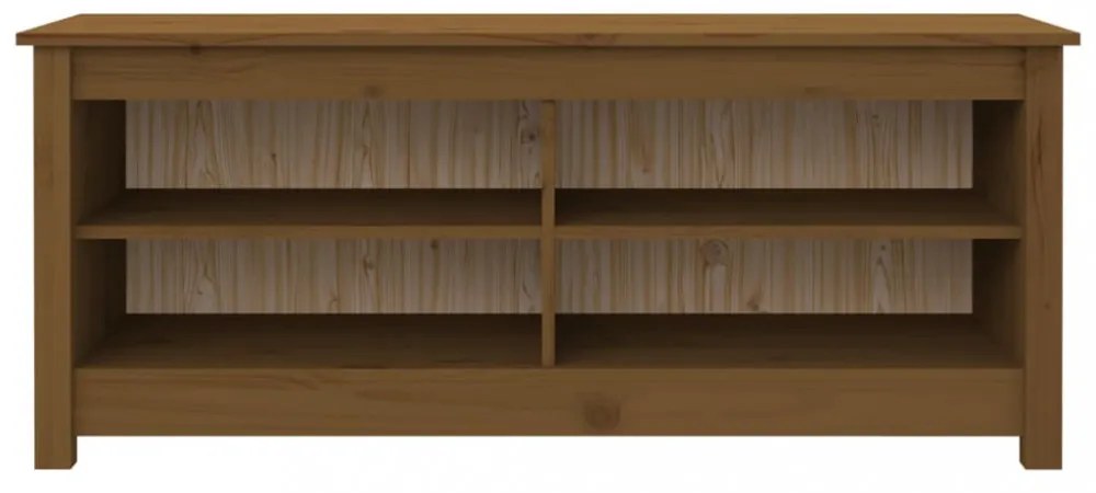mézbarna tömör fenyőfa cipőtároló pad 110 x 38 x 45,5 cm