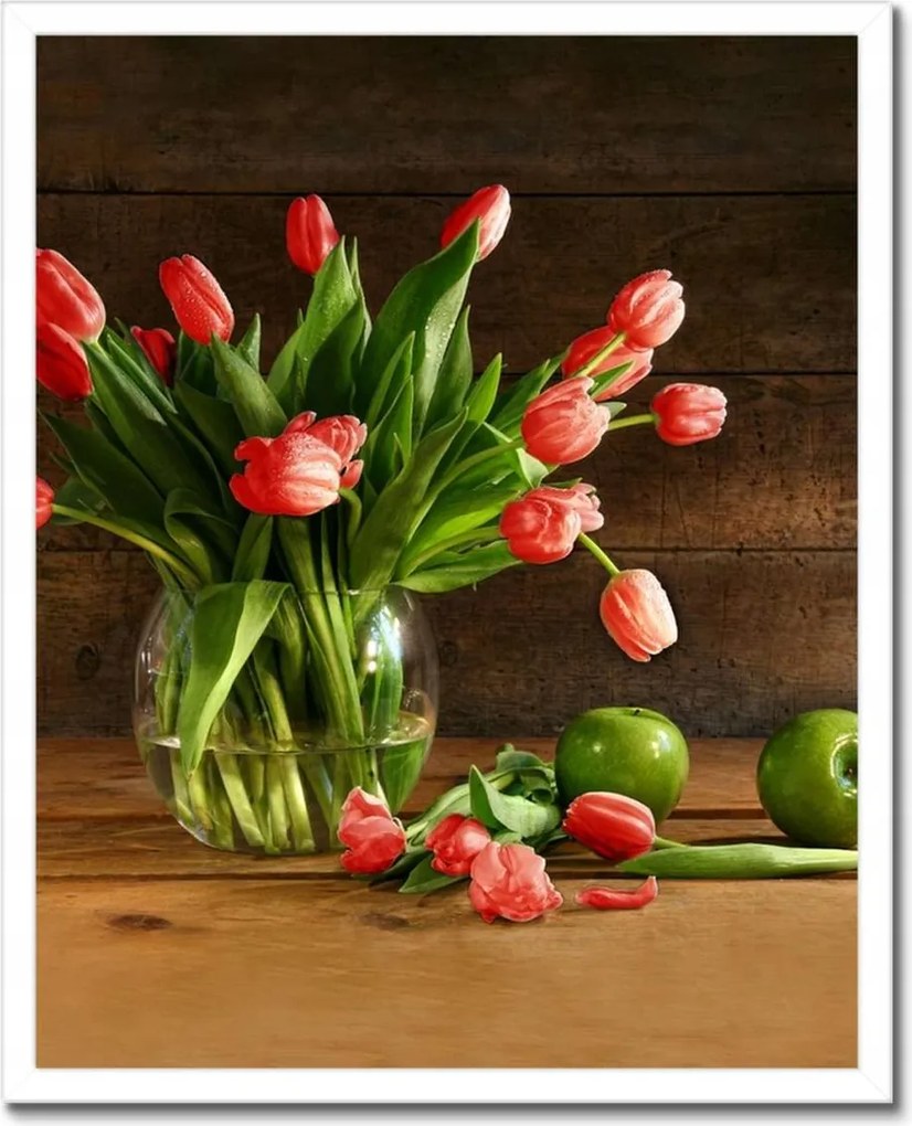 Poszter keretben 40x50 Piros tulipánok