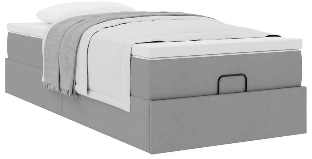 Ottomán ágykeret matraccal világosszürke 80x200cm szövet