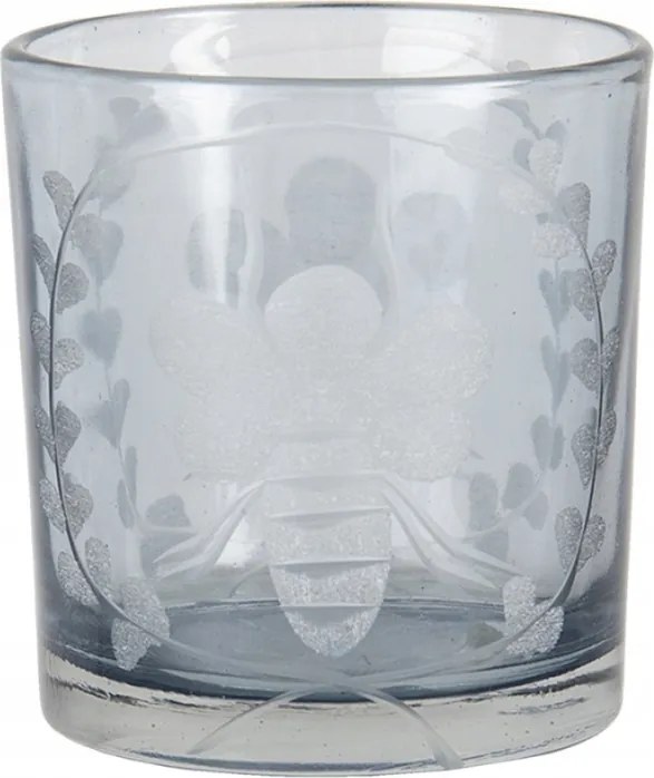 Üveg melegítő gyertyatartó méhecske motívummal 7x8 cm