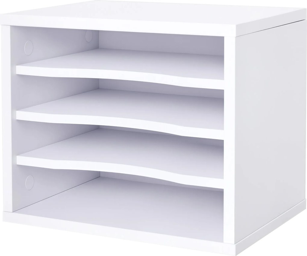 Vinsetto Fehér Fa Íróasztali Szervező 4 Szintes Nyomtató Állvánnyal, Méret: 35.5L x 25W x 28.6H cm | Aosom