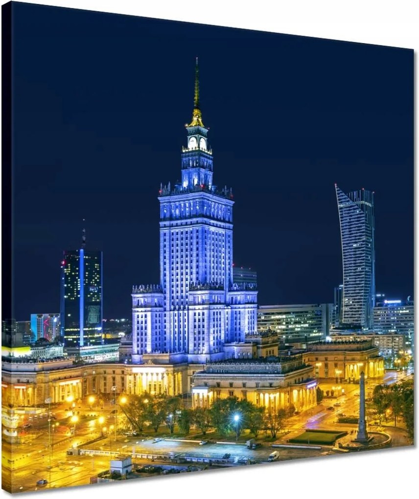 Vászonkép 40x40 Varsó éjszaka Palota
