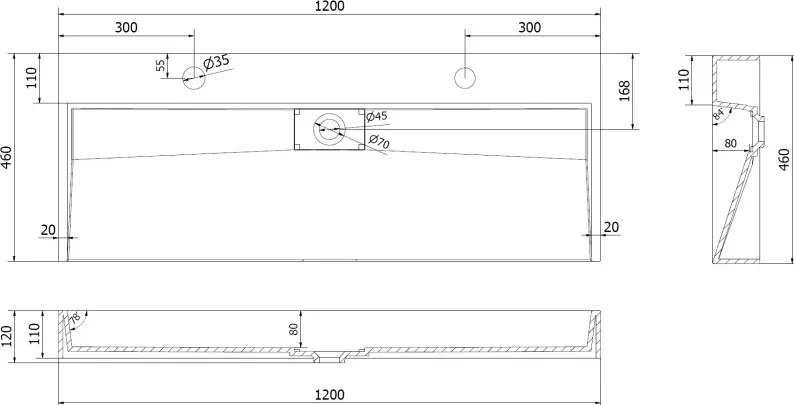 Mexen Ava pult feletti mosdó konglomerátumból 2/O 120 x 46 cm, fehér - 23011202