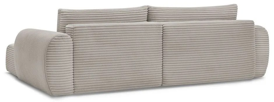 Világosszürkés bézs kordbársony kinyitható sarokkanapé (jobb oldali) Lucien – Bobochic Paris