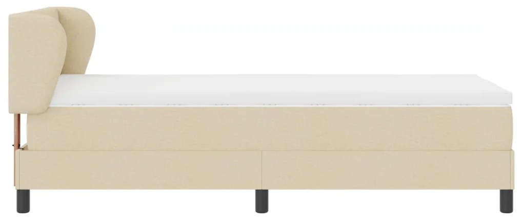 Boxspring Ágy Mattal Krém 100x200 cm Textil