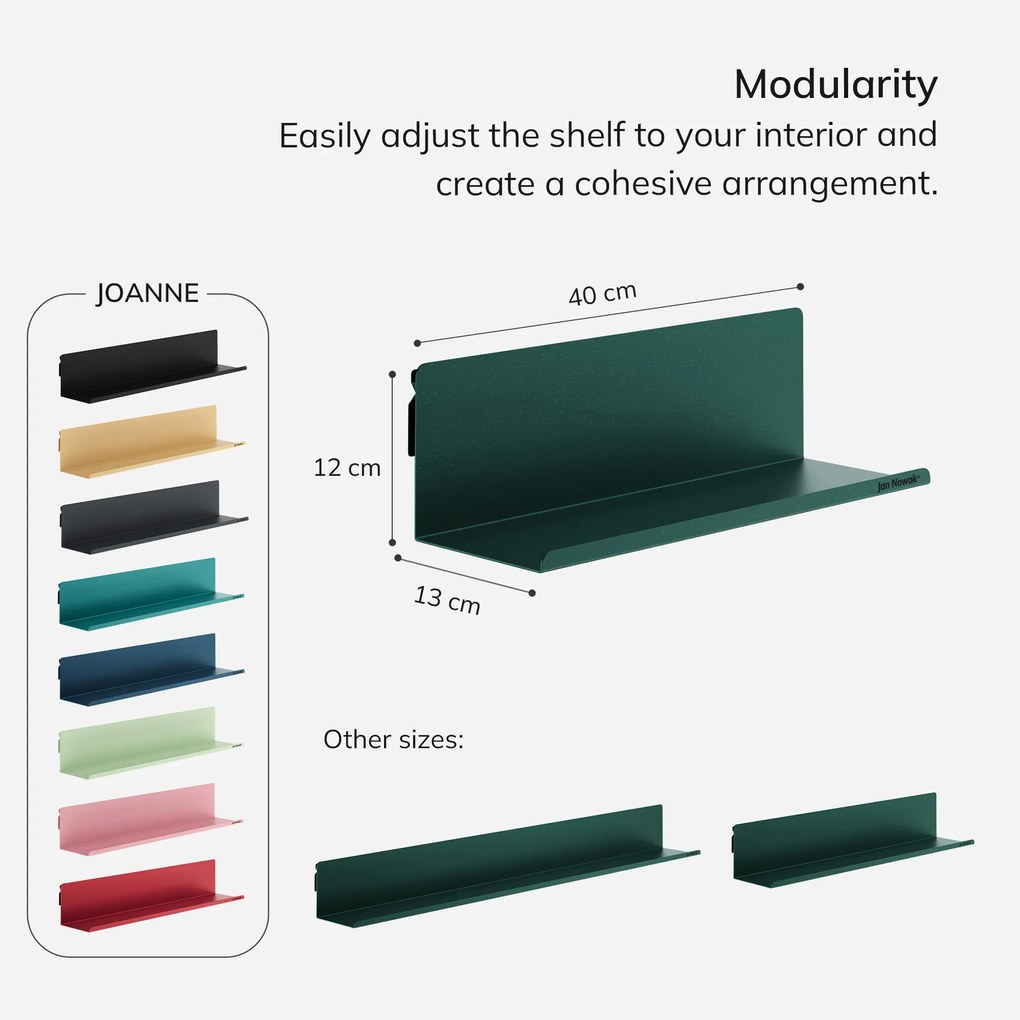 Fali polc JOANNE 400 mm, Modern: palackzöld