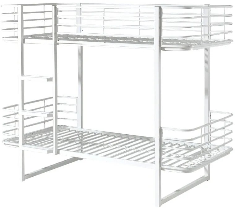 Fehér emeletes fém gyerekágy ágyráccsal 90x200 cm Oscar – Vipack