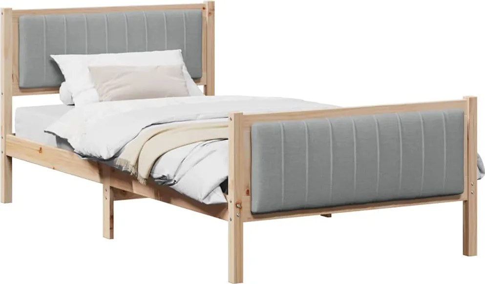 vidaXL Ágykeret Barna és világosszürke 100 x 200 cm Tömör fenyőfa