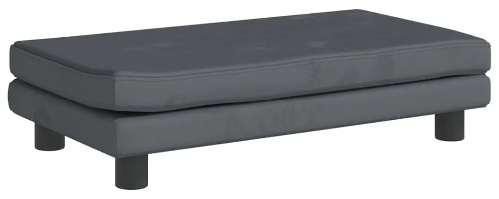 sötétszürke gyerek bársonykanapé lábzsámollyal 100x50x30 cm