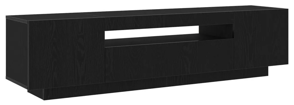 TV szekrény LED fényekkel, fekete tölgy, 160x35x40 cm, műgyanta