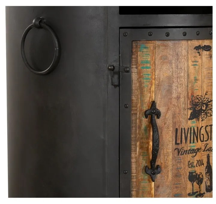 Fekete fém bortartó szekrény, palackok száma 9, 60x155 cm Luni – Interia Home & Living