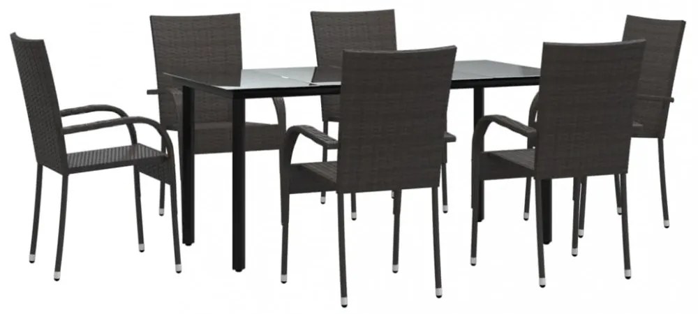 vidaXL 7 részes barna polyrattan kerti étkezőgarnitúra