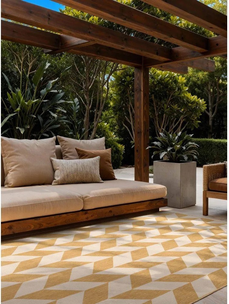 Okkersárga-krémszínű kültéri-beltéri szőnyeg 120x170 cm Haringey Terrick – Ted Baker