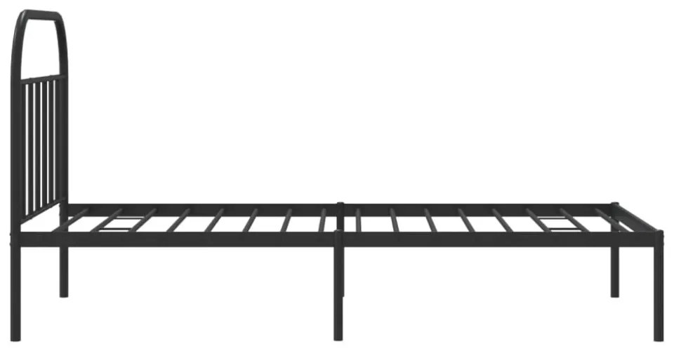 fekete fém ágykeret fejtámlával 100 x 200 cm