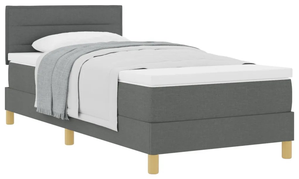 Box Spring Ágy Matraccal Sötétszürke 90x200 cm Szövet