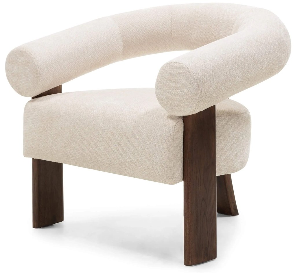 Krém design fotel KOKEI ALIA, dió színű dekor