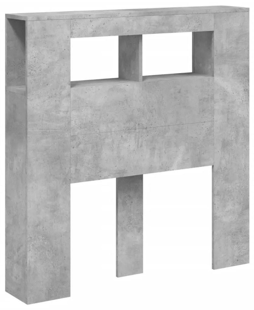 betonszürke szerelt fa LED-es fejtámla 100x18,5x103,5 cm