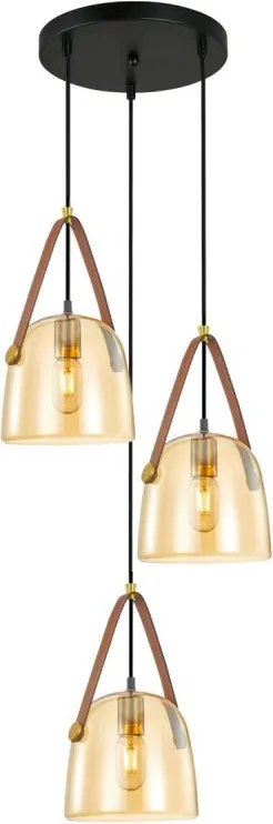 ITALUX PND-24342-3A-BK-AMB SOLTA Többágú Függesztett Lámpa E27 IP20