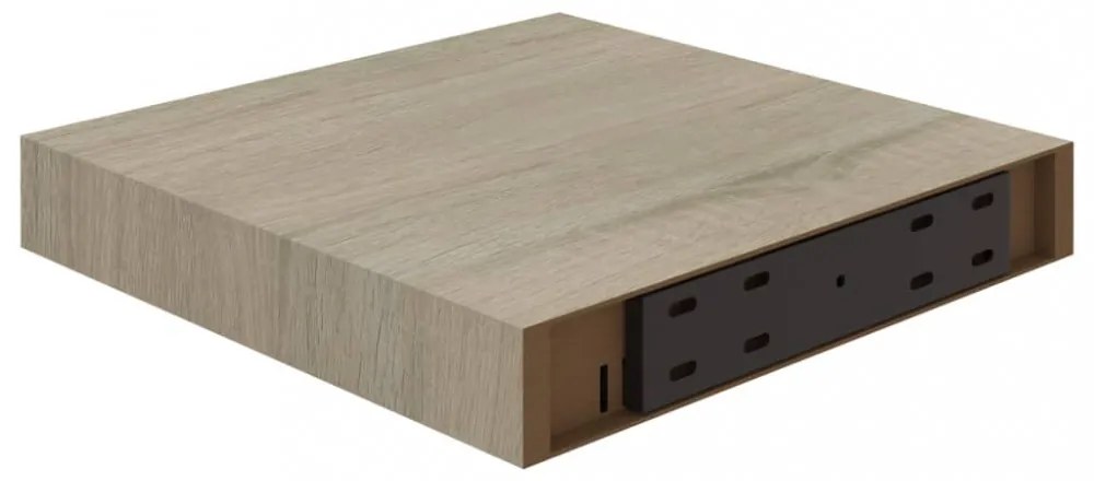 2 db tölgyszínű MDF lebegő fali polc 23 x 23,5 x 3,8 cm