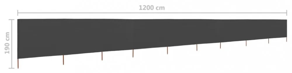 antracitszürke 9 paneles szövet szélfogó 1200 x 160 cm