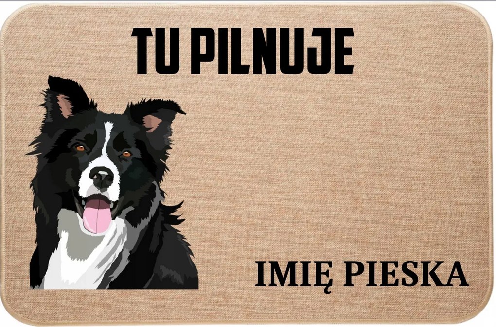 Lenvászon Lábtörlő Itt Őrzi Boarder Collie Kutyus Neve