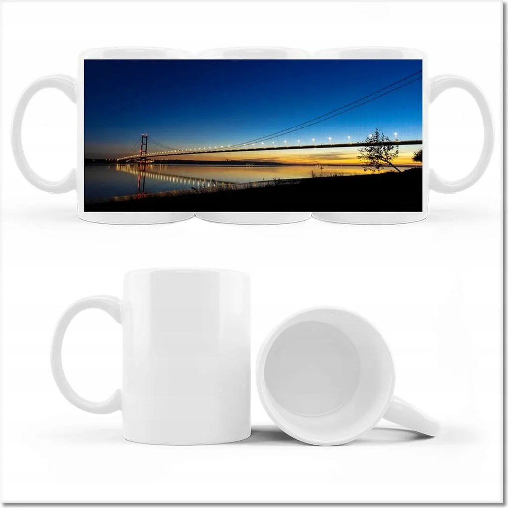 Nyomott mintás bögre Híd éjszakai fotó