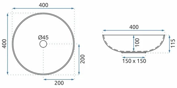 REA-U0267 - ARTE ráépíthető mosdó, átmérő 40 cm, kerámia, ornamentális mintázattal