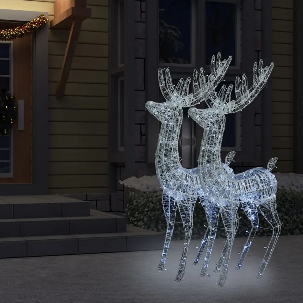 2 db hideg fehér XXL akril karácsonyi rénszarvas 250 LED 180 cm