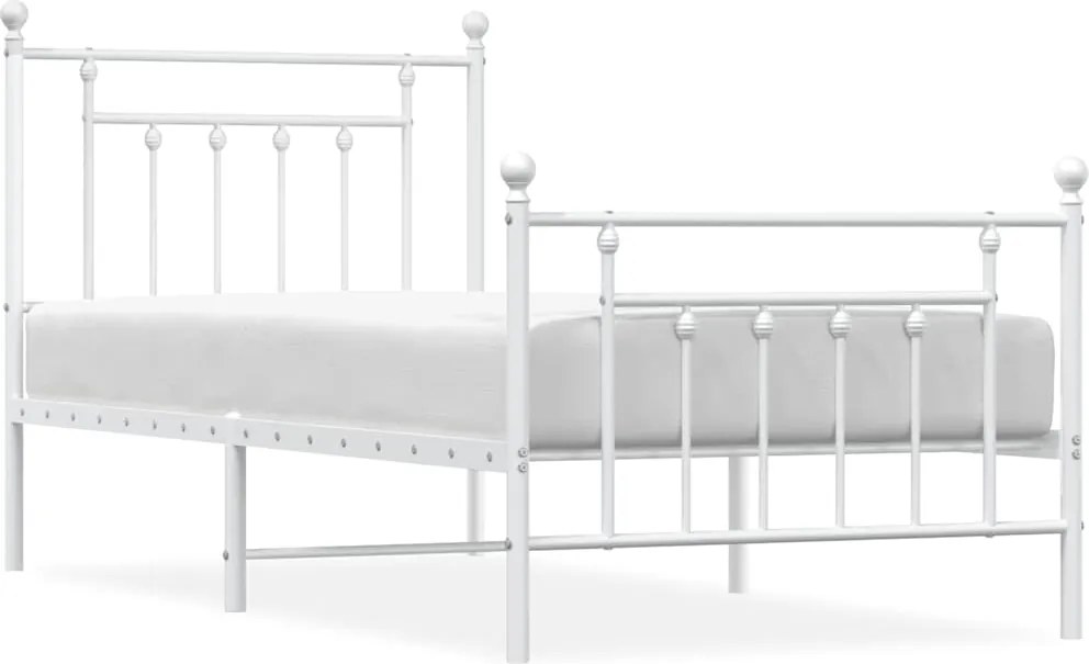 vidaXL fehér fém ágykeret fej- és lábtámlával 90x200 cm