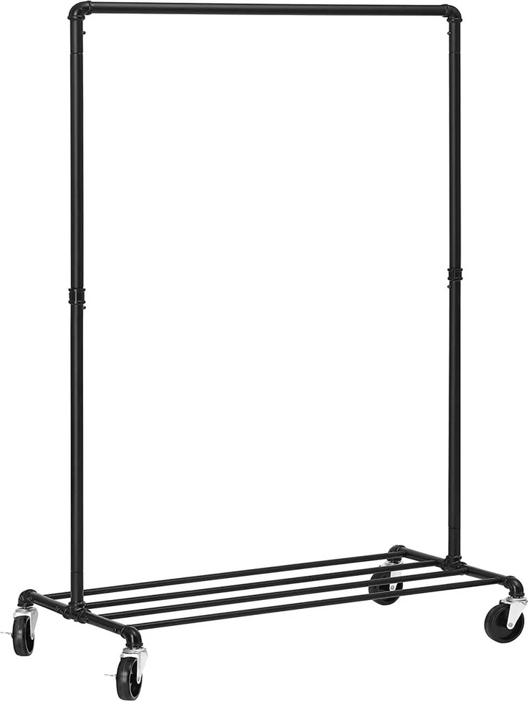 Gurulós ruhaállvány, fekete 100x49x163cm